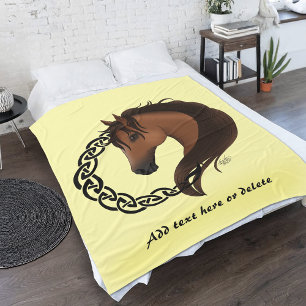 Celtic Brown Horse Yellow Fleece Blanket