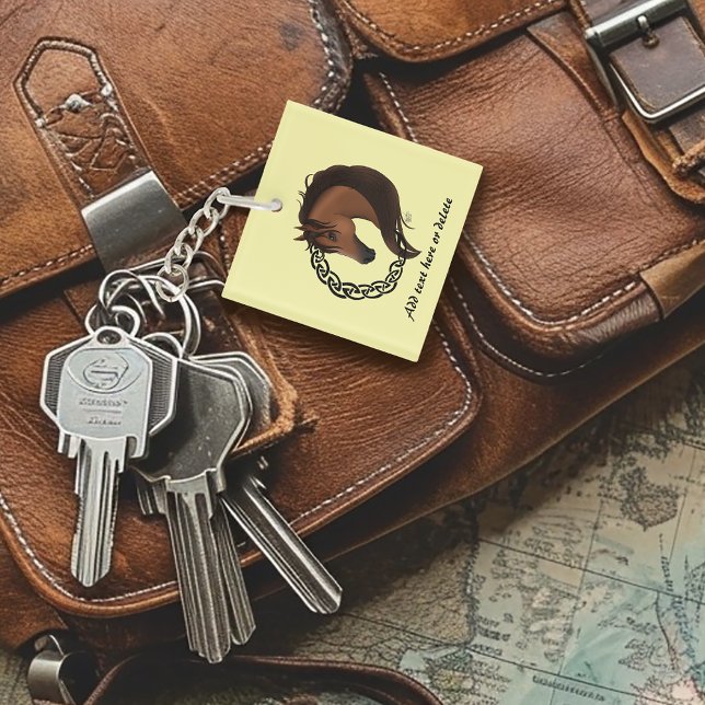 Celtic Brown Horse yellow Key Ring (Creator Uploaded)