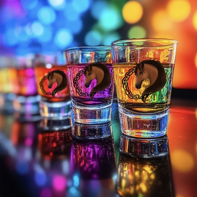 Celtic Brown Horse Yellow Shot Glass (Creator Uploaded)