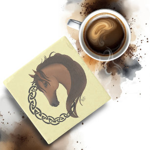 Celtic Brown Horse Yellow Stone Coaster