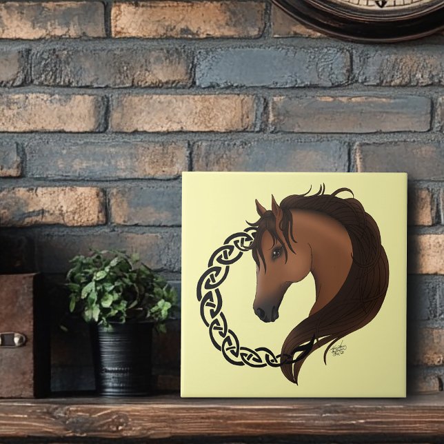 Celtic Brown Horse Yellow Tile (Creator Uploaded)