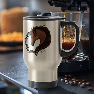 Celtic Brown Horse Yellow Travel Mug