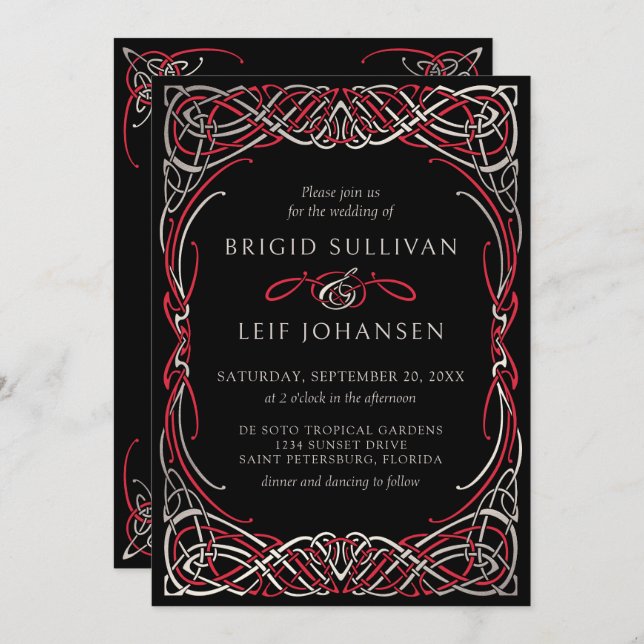 Celtic Calligraphy Wedding Invitation (Front/Back)