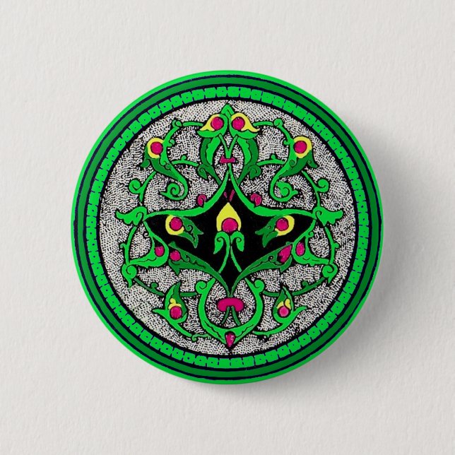 Celtic cartouche 6 cm round badge (Front)