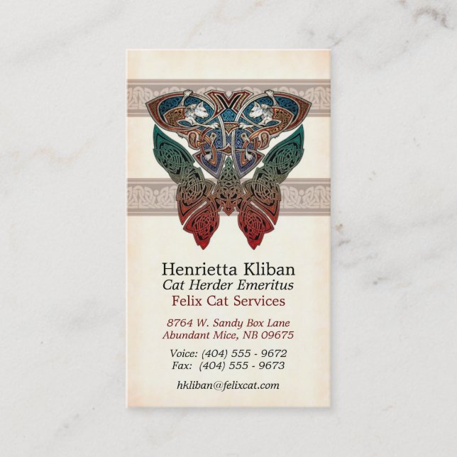 Celtic Cats Design Business Cards (Front)