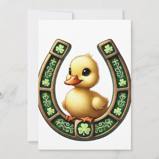 Celtic Charm: Duckling on a Horseshoe Invitation
