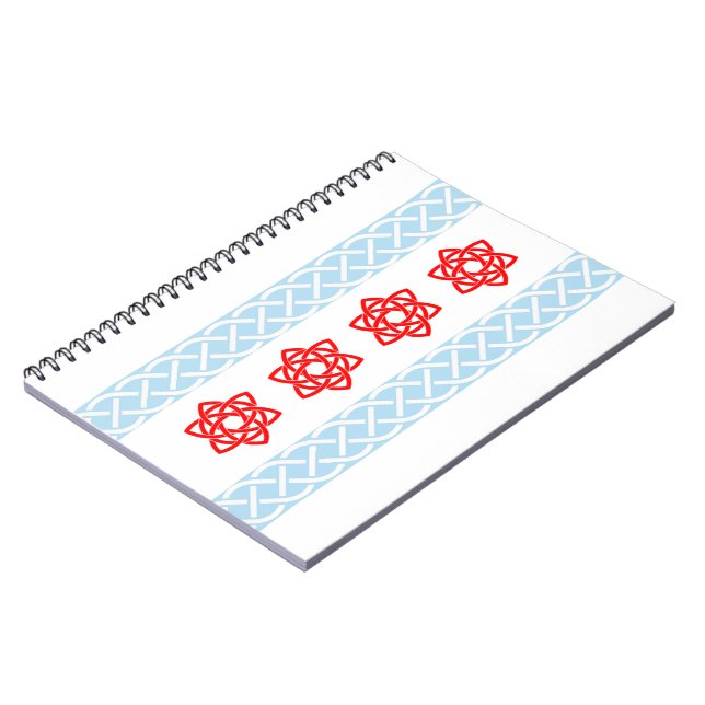 Celtic Chicago Flag Irish Spiral Bound Notebook (Left Side)