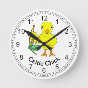 Celtic Chick Round Clock