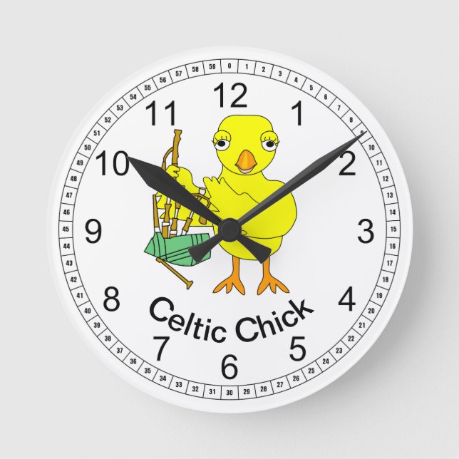 Celtic Chick Round Clock (Front)