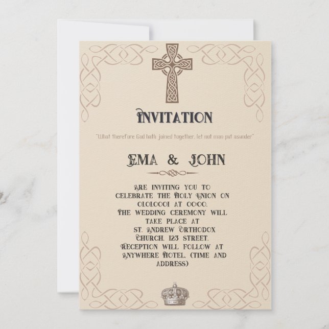Celtic Christian Wedding Invitation (Front)