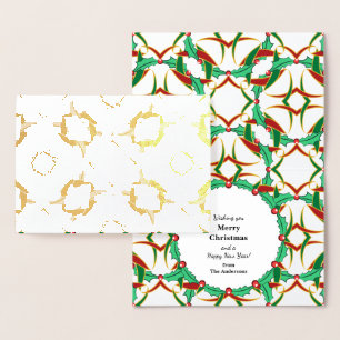 Celtic Christmas Holly Wreath Pattern Personalised Foil Card