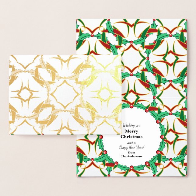 Celtic Christmas Holly Wreath Pattern Personalised Foil Card (Display)
