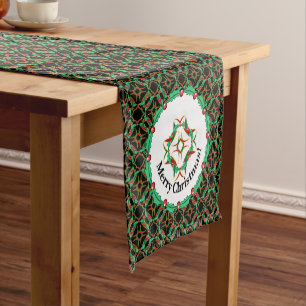 Celtic Christmas Holly Wreath Pattern Short Table Runner