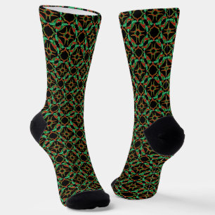 Celtic Christmas Holly Wreath Pattern Socks