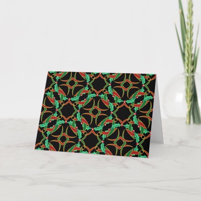 Celtic Christmas Holly Wreath Personalised Holiday Card (Front)