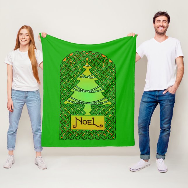 Celtic Christmas Tree Fleece Blanket (In Situ)