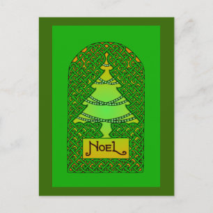 Celtic Christmas Tree - Green Holiday Postcard