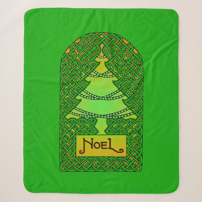 Celtic Christmas Tree Sherpa Blanket (Front)
