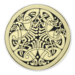 Celtic Circle~ ANY BACKGROUND COLOR ~Metallic Look Ceramic Knob