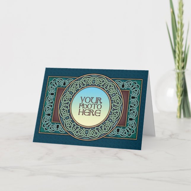 Celtic Circle Border Photo Frame Greeting Card (Front)
