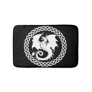 Celtic Circle Dragon Black Bath Mat