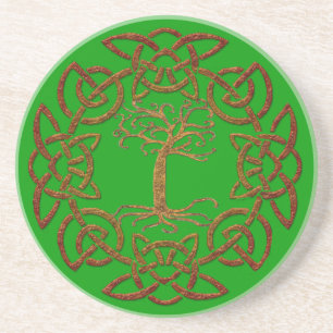 Celtic Circle & Tree Irish-style Drinks Coaster