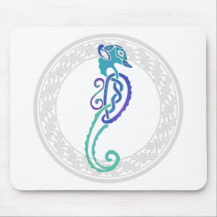 Celtic - Circular Ornament, Celtic Seahorse Mouse Mat