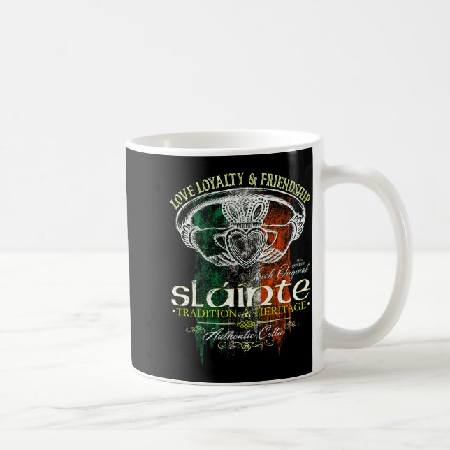 Celtic Claddagh Slainte Nge Irish Flag St. Patrick Coffee Mug (Right)