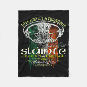 Celtic Claddagh Slainte Nge Irish Flag St. Patrick Fleece Blanket