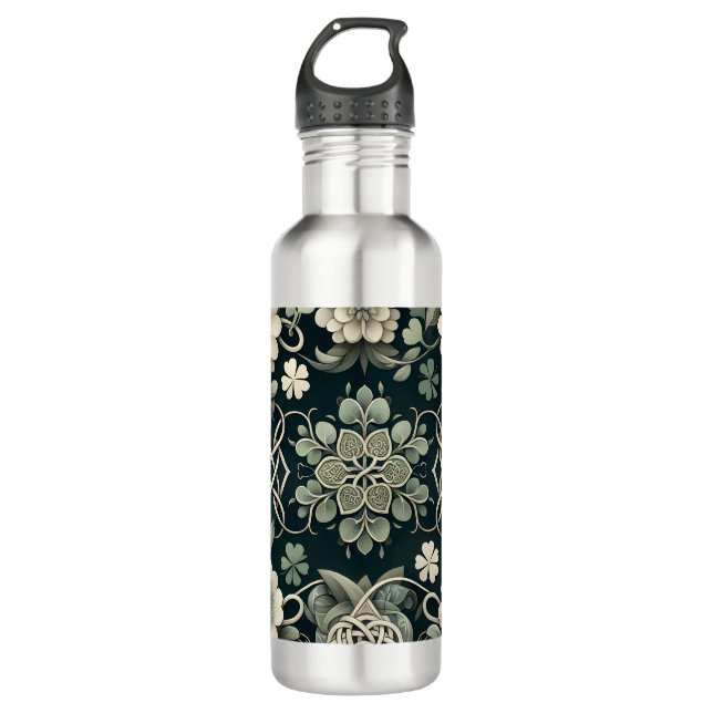 Celtic Clover Floral Charm 710 Ml Water Bottle (Front)