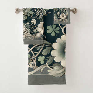 Celtic Clover Floral Charm Bath Towel Set