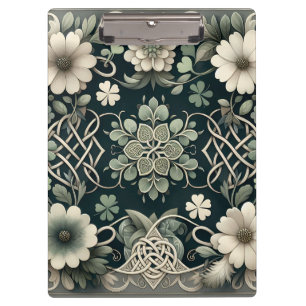Celtic Clover Floral Charm Clipboard