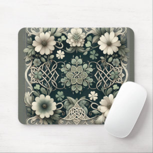 Celtic Clover Floral Charm Mouse Mat