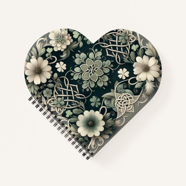 Celtic Clover Floral Charm Notebook (Front)