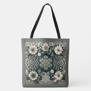 Celtic Clover Floral Charm Tote Bag