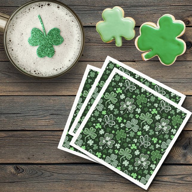 Celtic Clover Pattern Green Irish Hearts Napkin (Creator Uploaded)