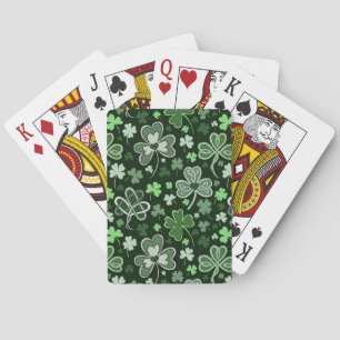 Celtic Clover Pattern Green Irish Hearts Playing Cards