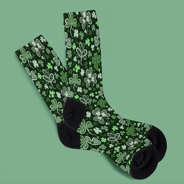 Celtic Clover Pattern Green Irish Hearts Socks (Creator Uploaded)