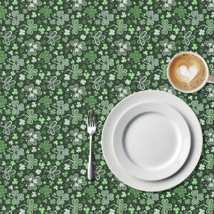Celtic Clover Pattern Green Irish Hearts Tablecloth