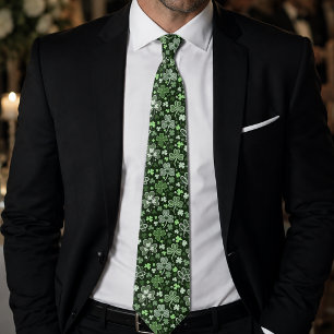 Celtic Clover Pattern Green Irish Hearts Tie