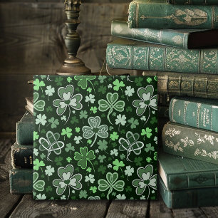 Celtic Clover Pattern Green Irish Hearts Tile