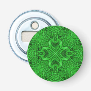 Celtic Clover Vintage Green Fractal Kaleidoscope Bottle Opener