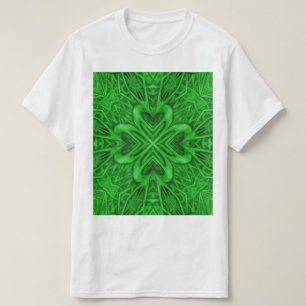 Celtic Clover Vintage Green Fractal Kaleidoscope T-Shirt