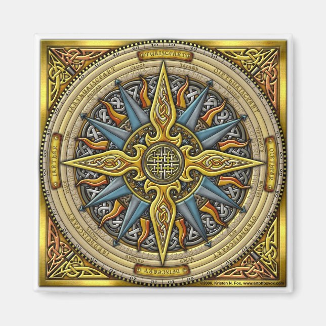 Celtic Compass Square Magnet (Front)