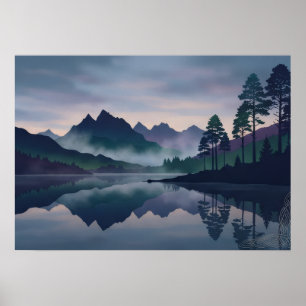 Celtic Corner Misty Mountain Lake Scottish Art Poster