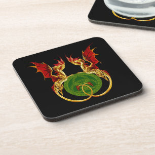 Celtic Crescent Moon And Dragons Coaster