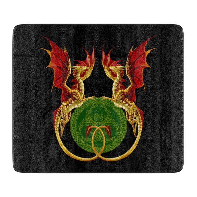 Celtic Crescent Moon And Dragons Cutting Board (Front)