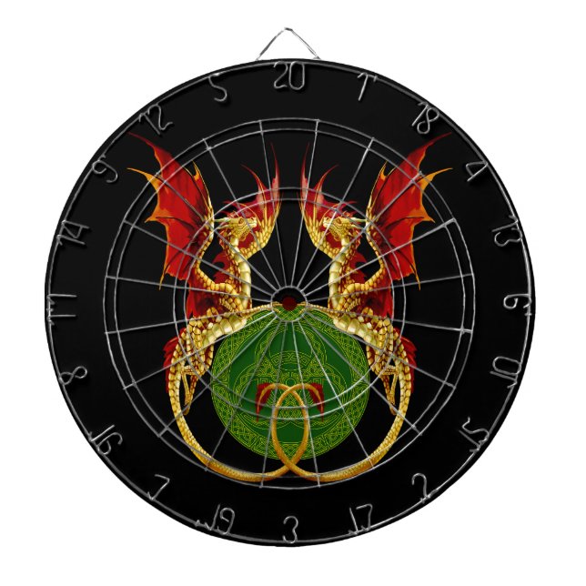 Celtic Crescent Moon And Dragons Dartboard (Front)