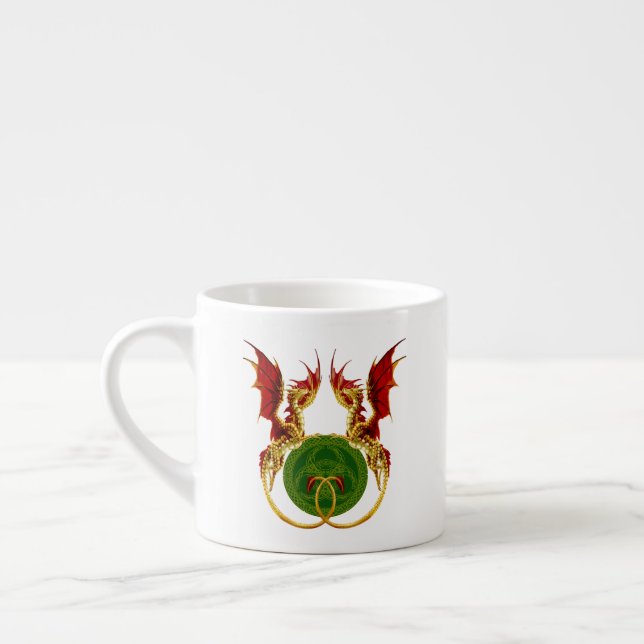Celtic Crescent Moon And Dragons Espresso Cup (Left)