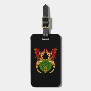 Celtic Crescent Moon And Dragons Luggage Tag